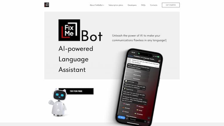 FixMeBot FixMeBot: grammar checker & corrector, paraphraser, translator with support of more than 50 languages!