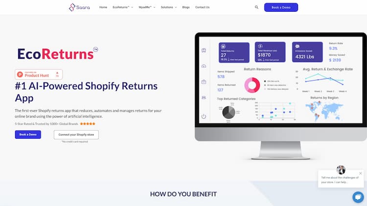 EcoReturns - AI-powered Returns Saara is an AI-powered software in e commerce designed to help businesses streamline returns management. It enhances customer satisfaction.