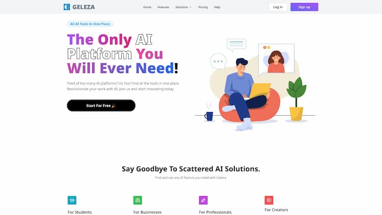 Geleza AI Geleza is a comprehensive platform for students, businesses, and creators, offering a unified solution with various AI tools and features. Instead of navigating multiple platforms, maximize productivity by accessing everything you need in one place.