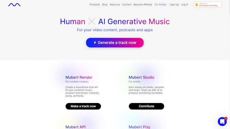 Mubert A platform that offers a collection of music that can be used by content creators, brands, and developers without any copyright restrictions.
