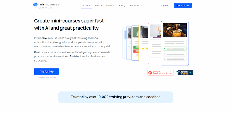 Mini Course Generator Mini Course Generator is the easiest way to create interactive mini-courses & micro-learning materials. Save time with AI Course Creator.